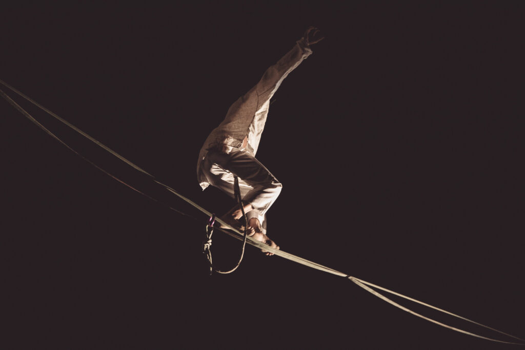Tightrope walker of the Compagnia dei Folli