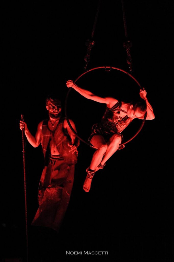 Stilt devil and hoop