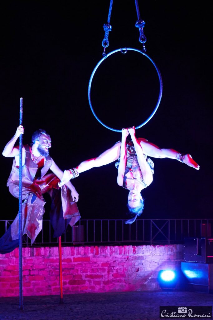 Stilt devil and hoop