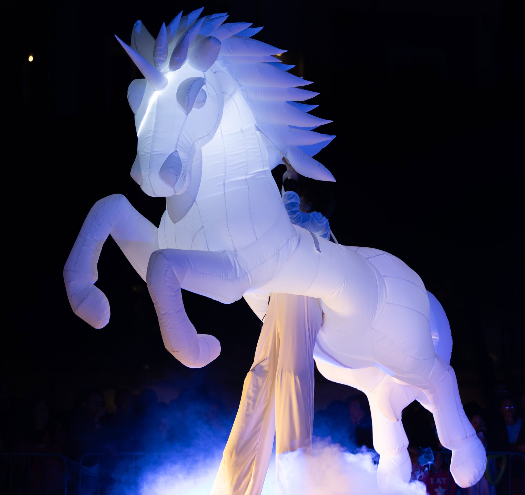 Luminous parade unicorn of the Compagnia dei Folli procession of light