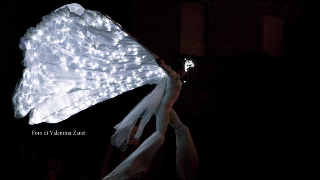 butterfly of light on stilts with open wing