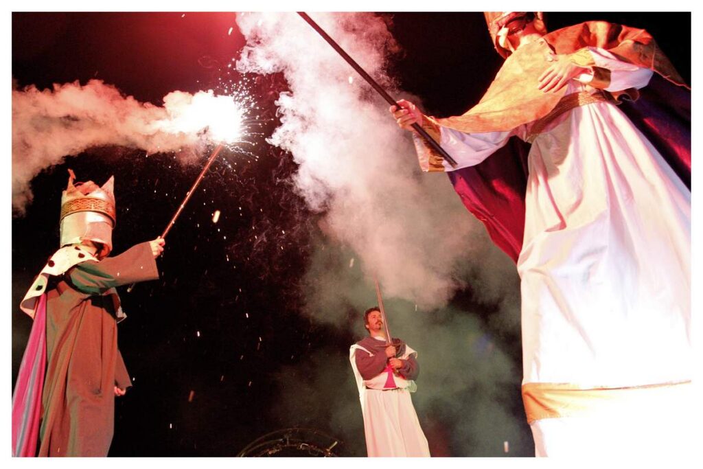 Knight errant, pope and king with bright ones